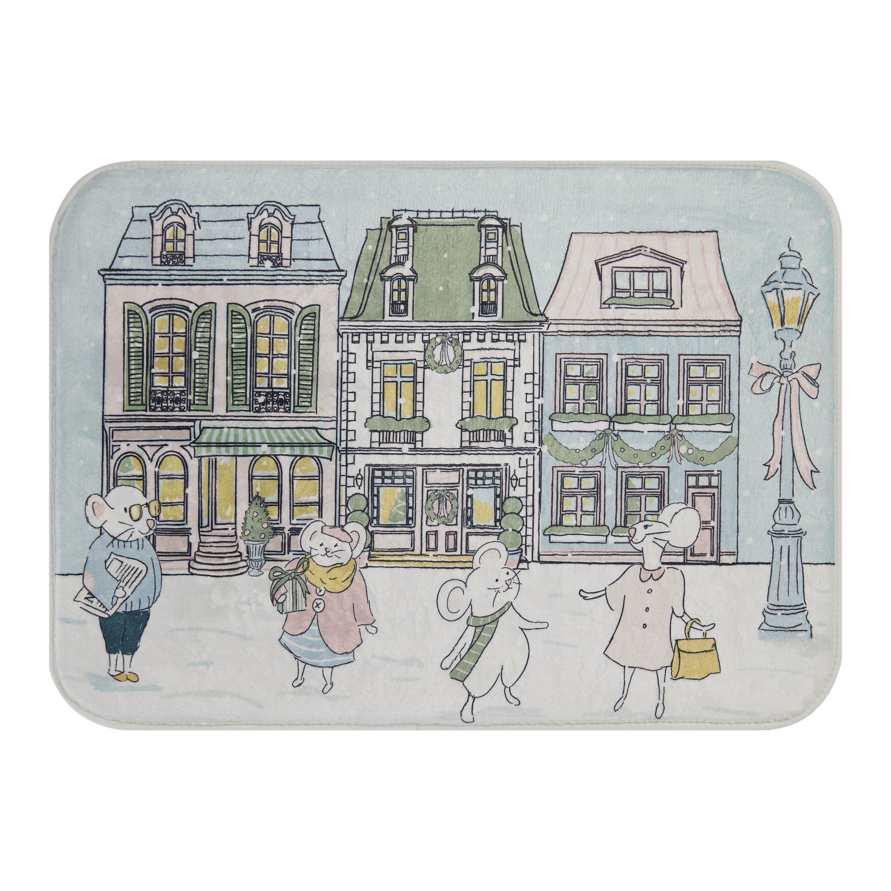 Tapis de bain Holiday Time en mousse mémoire motif ville, 17 po x 24 po