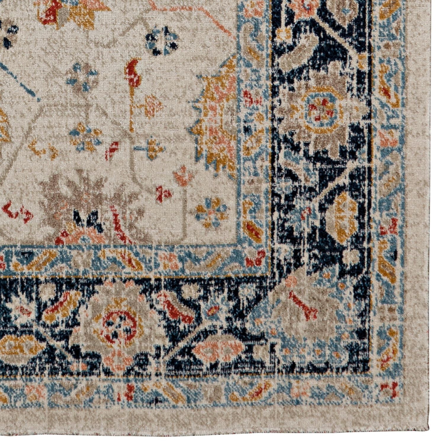 Tapis d'appoint Grand Zéro Leona ivoire & bleu de 3 pi x