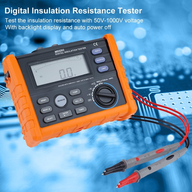 Digital Isolation Tester For 50V-1000V Insulation Resistance, Backlit Display, Insulation Resistance Tester For High Voltage Electrical Equipment Isolation