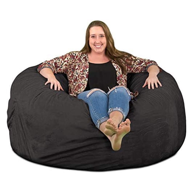 Ultimate Sack Fauteuil Poire 5 Pi Rempli de Mousse, Housse en Suède Lavable, Gris
