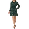thumbnail image 1 of INSPIRE CHIC Robe pour Femme Dorure Étoile Col en V Manches Longues Robe de Soirée Évasée Ligne A TG Vert-Floral, 1 of 6