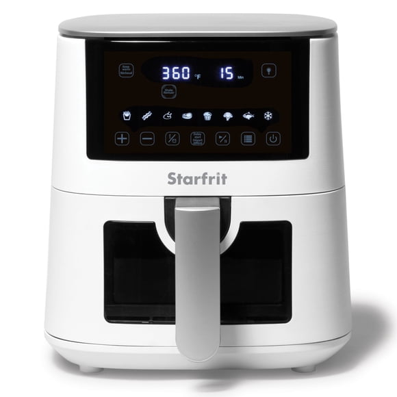 Starfrit Friteuse électrique numérique à air – Capacité de 4,2 L – Surface antiadhésive en céramique – 8 fonctions prédéfinies – Fenêtre de visualisation – 1400 W