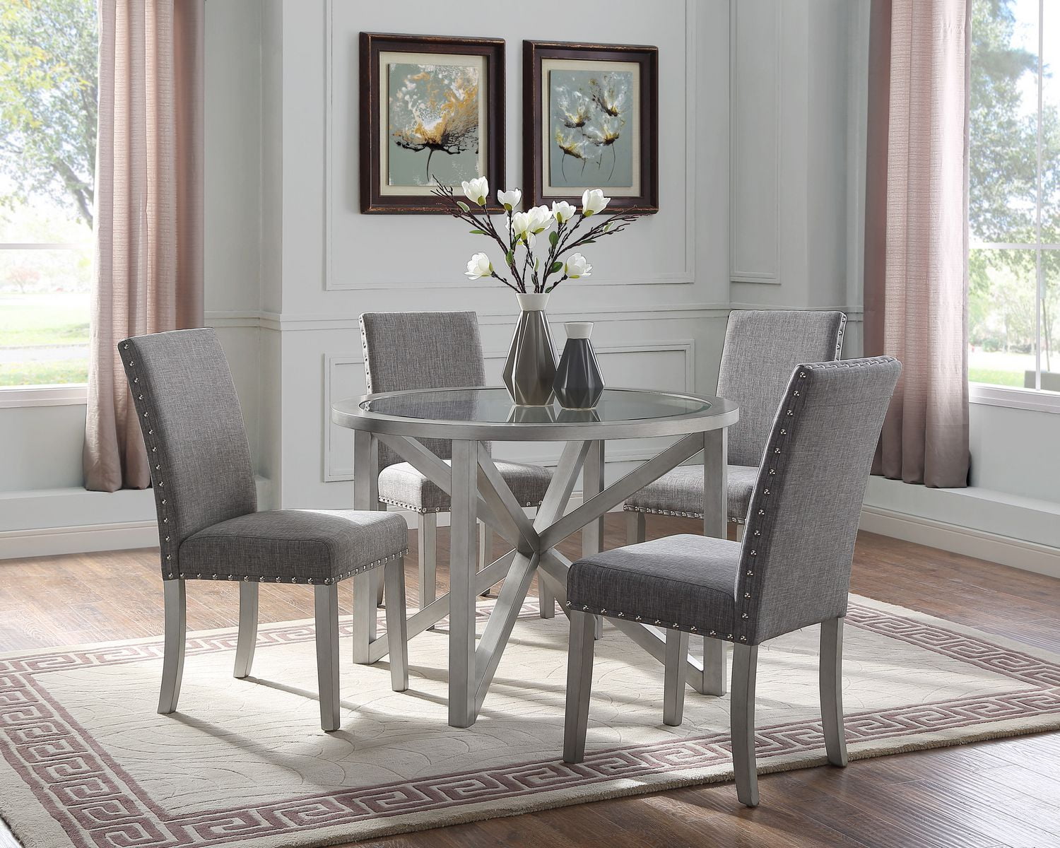 Ensemble Salle à Manger Bella, 5 pièces, , Argent/Gris