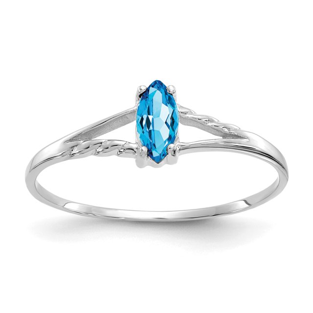 14K White Gold Blue Topaz Birthstone Ring