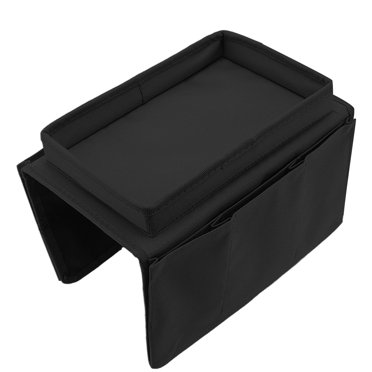 Plateau de Sofa, Rangement Intelligent avec Poches Latérales, Table d'Accoudoir de Canapé pour Bureau Noir