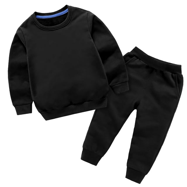 Sunnyoo Little Boys Outfits Solid Color Long Sleeve Pullover Sweatshirt Pants 2Pcs Clothes Set, Sizes 4-5Y