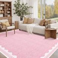 thumbnail image 1 of HOMERRY 8' x 10' Modern Scalloped Pattern Geometric Border Area Rug for Living Room Non Slip Washable Carpet, Pink, 1 of 5