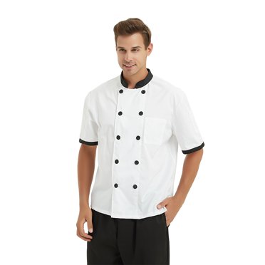 TopTie Unisex Short Sleeve Hotel Restaurant Waiter Chef Coat Jacket-White-S