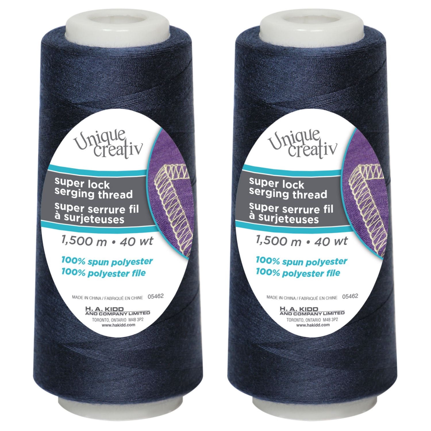 UNIQUE CREATIV TRULOCK polyester fil de surjet 1500 m (1640 yd), marine