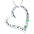thumbnail image 1 of 3-Stone Heart Emerald Diamond Pendant 14K White Gold, 1 of 1