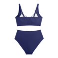 thumbnail image 4 of Swiftwear Women's Two-Piece Swimsuit Set with Cross-Front High-Waisted Top and Textured Ruffled Bikini Bottoms, Form-Fitting Stretch Design Navy S, 4 of 9