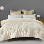 Feltree Soybean Fiber All-Season Comforter - Thermoregulating Lightweight Duvet for Spring/Fall/Winter, Hypoallergenic Bedding with Cloud-Like Softness (178 char)