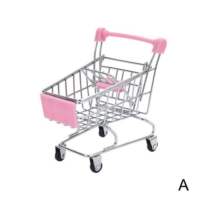 Jeu de Rôle pour Enfants Mini Chariot de Courses en Métal et Panier Supermarché B6N6