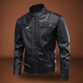 thumbnail image 1 of NaWent Mens Leather Jacket Cafe Racer Style Motorcycle Leather Jacket Full Zipper Leather Jacket, 1 of 9