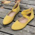 thumbnail image 4 of Ladys Single Shoes Suede Surface Elastic Ankle Strap Soft Sole Pointy Toe Flats Bottom Ballet Rear Ankle Zipper Shoes New Large Size Shallow Mouth Elastic Flat Shoes Yellow, 4 of 7