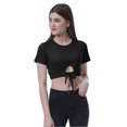 thumbnail image 1 of Moomaya T-Shirt Court à Nœud devant pour Femmes, Manches Courtes, Col Rond, Haut Noué, 1 of 7