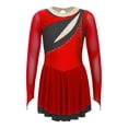 thumbnail image 4 of Miaeowve Robe de Patinage Artistique pour Filles Patinage à Roulettes Danse Ballet Justaucorps Robe Costume de Performance de Danse Rouge 14, 4 of 7