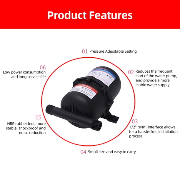 RV Accumulator Tank – 0.75L, 125PSI Pre-Pressurized, 1/2 MNPT Port, Reduces Pump Cycling For Smooth Water Flow In Campers, Boats & Travel Trailers