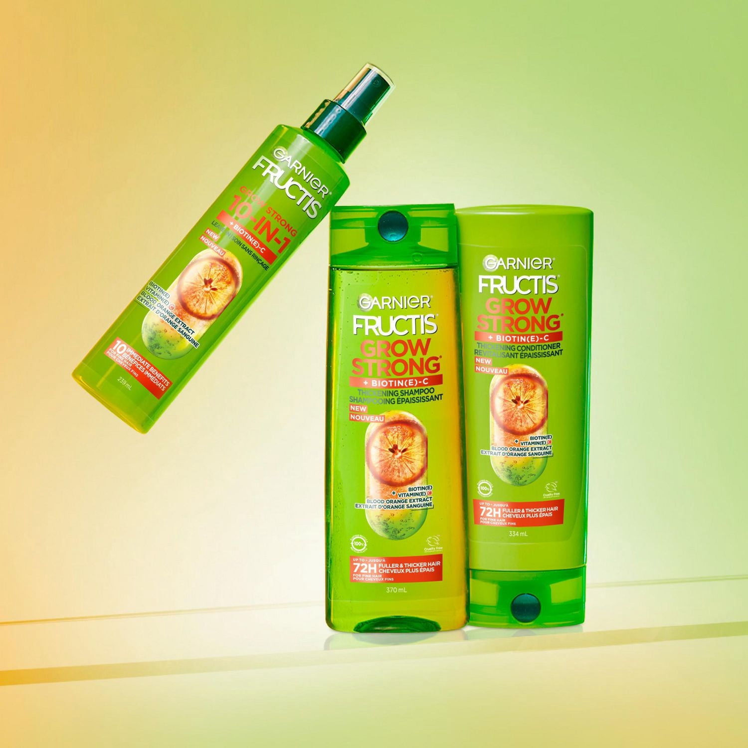 Garnier Fructis Grow Strong Revitalisant Épaississant pour Cheveux Fins, avec Vitamine C