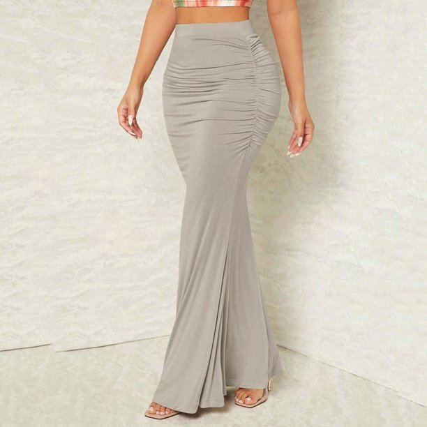 QATAINLAV Bodycon Maxi Skirt for Women High Waist Slim Fit Mermaid