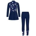 thumbnail image 2 of RUNQHUI Kids Swim Dress with Pants Legging Set for Pool Beach Surfing Bathing Suit Rashguard UPF 50+ Navy Blue 6, 2 of 6