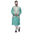 thumbnail image 1 of Atasi Kurta Churidar Uni pour Homme à Col Mandarin, Pyjama et Ensemble de Veste Nehru Imprimée, 1 of 1