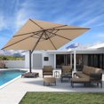 thumbnail image 1 of PURPLE LEAF Parasols Déportés d'Extérieur 11 Pieds X 15 Pieds Rectangulaires en Aluminium, Parasols Suspendus Décalés avec Rotation à 360°, Inclinaison Réglable, Grand Parasol de Jardin/piscine/patio, Beige, 1 of 9