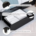 thumbnail image 3 of SIBEDS Cadre de Lit en Cuir PU Noir avec Éclairage DEL, Tête de Lit Réglable et 2 Tiroirs avec Pochettes, Double, 3 of 6