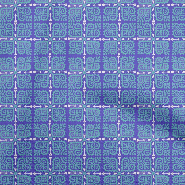 oneOone Cotton Poplin Teal Green Fabric Block Craft Projects Decor Fabric Printed By The Yard 56 Inch Wide-1R