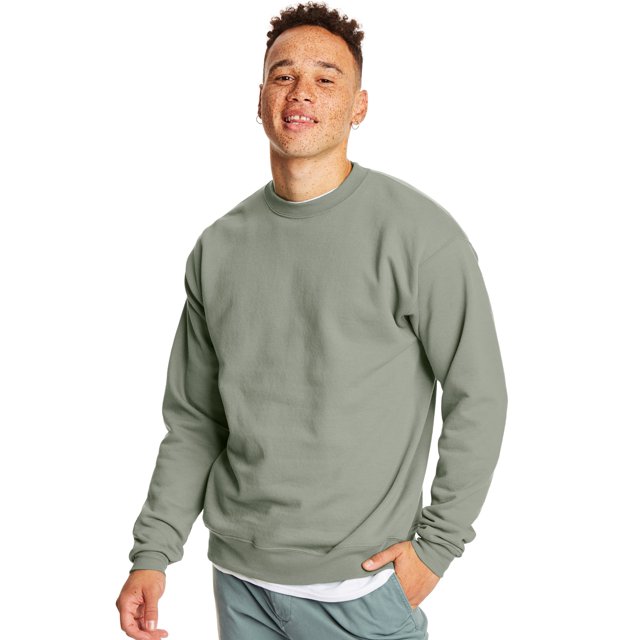 Hanes Mens EcoSmart Fleece Crewneck Sweatshirt, 2XL, Stonewashed Green
