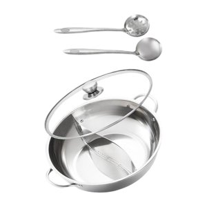 Rongfmy Pot avec diviseur Articles de cuisine Ustensiles de cuisine Pot de cuisson pour voyage par soirée avec cuillère et couvercle