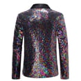 thumbnail image 4 of TIMIFIS Men's Sequin Blazer Fashion Button Lapel Suit Jacket Dinner Prom Performance Costumes Slim Blazer, 4 of 7