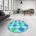 thumbnail image 4 of Ahgly Company Tapis d'Intérieur Lavable en Machine Carré Bleu Transitionnel, 3 Pieds Carré, 4 of 7