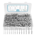 thumbnail image 1 of Rongfmy 500Pcs Rivets Aluminum Steel Open End Rivets with Divider Labeled Case, 1 of 9