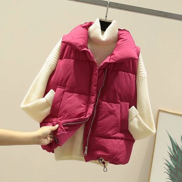 EGNMCR Veste à Manches Longues pour Femmes, Manteau Décontracté Sans Capuche à Manches Longues & Vestes pour Femmes Gilet à Poches Manteau Veste Courte Hiver Sans Manches Col Rabattu Fermeture Éclair Uni Manteau pour Femmes