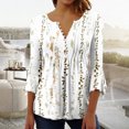 thumbnail image 2 of Hauts à Manches 3/4 pour Femmes Femmes Été Aguichant Plissé Imprimé Régulier Femmes Manches 3/4 Col en V Boutons Hauts Blouse Hauts d'Été pour Femmes Aguichant Aguichant Hauts d'Été pour Femmes Hauts d'Été Aguichant pour Femmes, 2 of 5