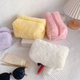 thumbnail image 2 of Cosmetic Bag Plush Portable Large Capacity Reusable Bright Color Makeup Brush Bag Pen Bag for Shopping, 2 of 11