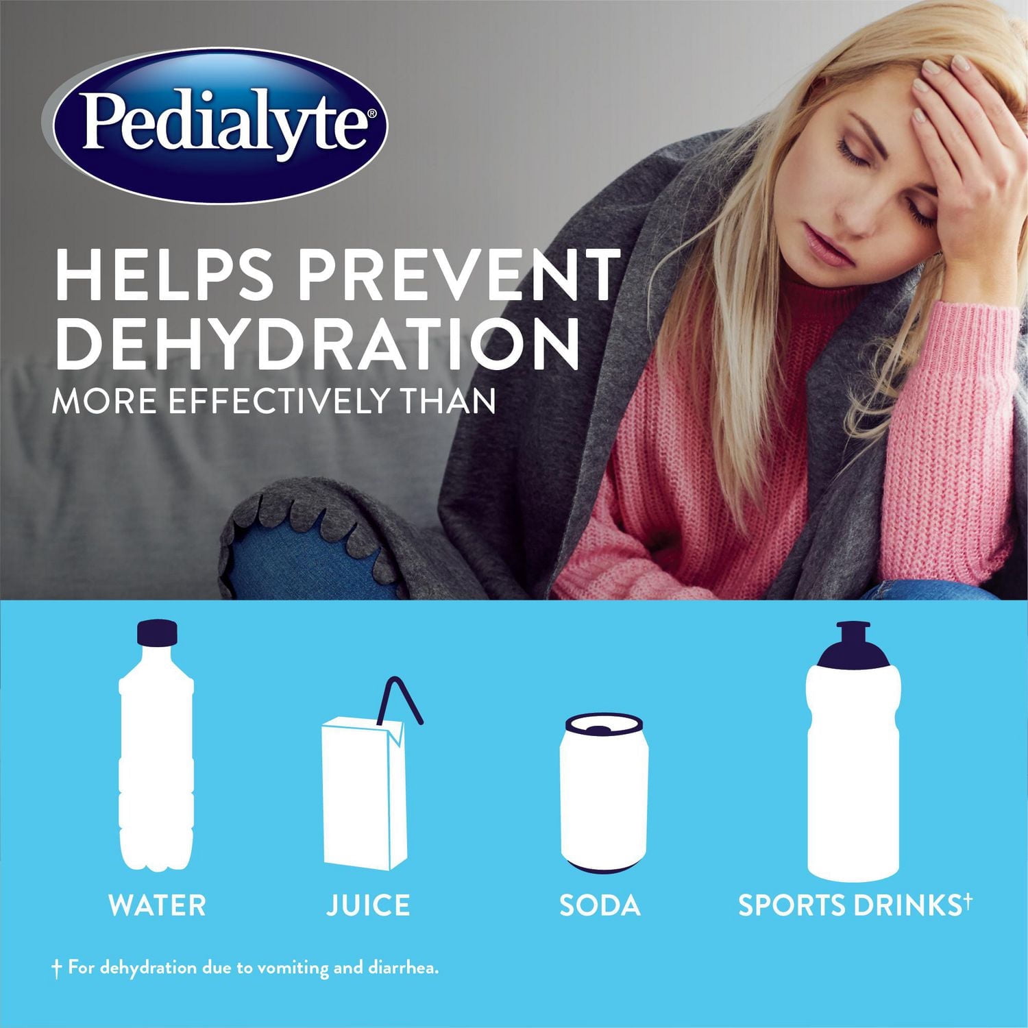 Pedialyte , Bâtonnets Glacés aux Électrolytes pour Adultes et Enfants, Solution de Réhydratation Orale pour le Remplacement des Électrolytes, Saveurs Assorties, 16x62.5mL Bâtonnets Glacés Individuels