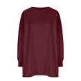 thumbnail image 4 of UVEASISHA Chandails Amples de Mode pour Femmes à Manches Longues, Col Rond, Pulls Amples Décontractés, Hauts à Épaules Drapées, Chandail Confortable et Doux, Tenues d'Automne 2025, Soldes Vêtements Aujourd'hui, Liquidation, Bourgogne, P, 4 of 6