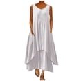 thumbnail image 2 of TIMIFIS Robe Blanche pour Femme en Coton et Lin Décontractée Ample Robe d'Été Longue Sans Manches Fendue Robes Maxi Été Grande Taille Robe de Plage Été, 2 of 5
