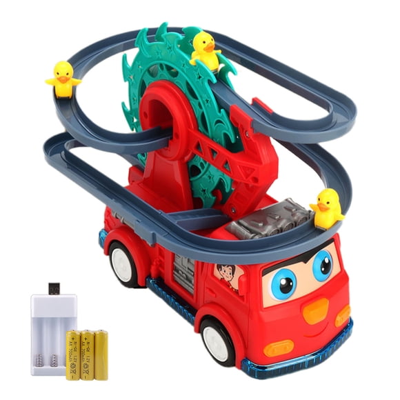 USB Rechargeable Type,Fire Truck Race Track Game Set Fire Truck Climbing Stairs Tracks Slide Toy Fire Truck Roller Toy With Lights And Music Fire Truck Slide Track Toy,Screwdriver