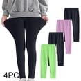thumbnail image 1 of YUNAFFT Girls Stretchy Soft Leggings 3-12Y 4-Pack Lycra Spandex Pure Color Breathable Base Layer Pants, 1 of 9