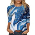 thumbnail image 2 of UPPADA Blouses pour Femmes Grande Taille à Manches 3/4, T-Shirts à Imprimé Floral Teintable, Chemises Décontractées Tendance à Col Rond, Chandails Confortables à Enfiler, Hauts Blouses Mignons d'Été, Hauts pour Femmes à Manches 3/4, Aubaines, 2 of 5
