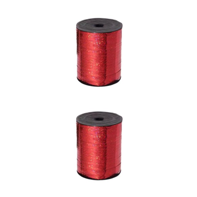 Youkk Ruban en Plastique Scintillant et Multifonction pour Décorations de Mariage et de Fête Ruban Robuste Bouclé Doré Rouge 2 Ensembles