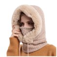 thumbnail image 1 of Women Winter Outdoor Riding Headgear Cold-Proof Ski Cap Warm Bib Face Mask Integrated Cold-Proof Hood Hat, 1 of 5