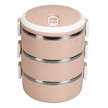 Qukaim Conteneurs de stockage alimentaire Portable en acier inoxydable 304 Bento boîte à déjeuner cylindrique thermique Conteneurs de stockage des aliments pour l'école, le bureau, l'extérieur, trois
