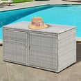 thumbnail image 4 of Gymax Coffre de Rangement en Rotin de 88 Gallons pour Terrasse Extérieure avec Siège, Tablette et Porte, 4 of 10