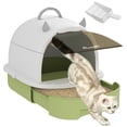 thumbnail image 1 of PawHut Cat Litter Box, Enclosed Kitty Litter Box with Lid, Scoop, Green, 1 of 10