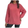 thumbnail image 2 of BVOFAR Chandails pour Femmes Grande Taille Chandails de Couleur Unie Manches Longues Col Rond Hauts Décontractés Coupe Ample Chandail, 2 of 5