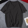 thumbnail image 2 of Plebaso T-Shirts pour Hommes en Coton et Lin à Col Rond, à Boutons, T-Shirts Décontractés, Unis, à Manches Courtes, Légers, Hauts de Plage, 2 of 7